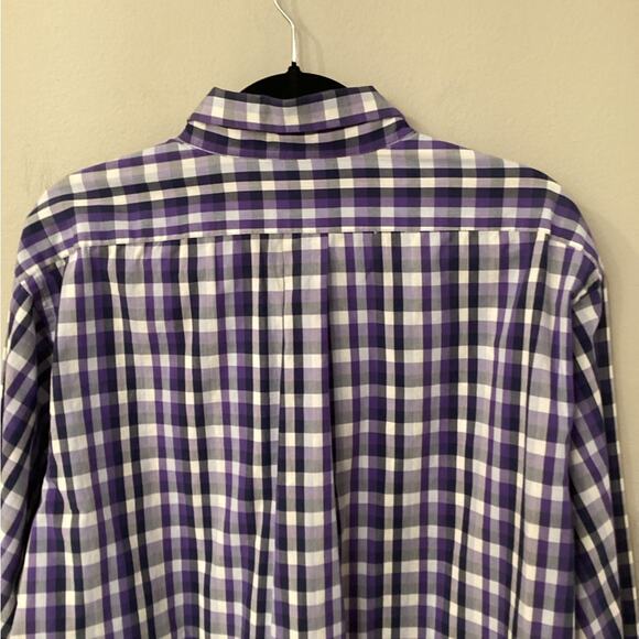 Chaps Men’s Wrinkle Free Purple Plaid Button Down Shirt in Size 16.5 32/33 - Picture 4 of 4